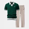 RL Set aus V-Ausschnitt-Hemd und Tapered-Hose aus Baumwollmix