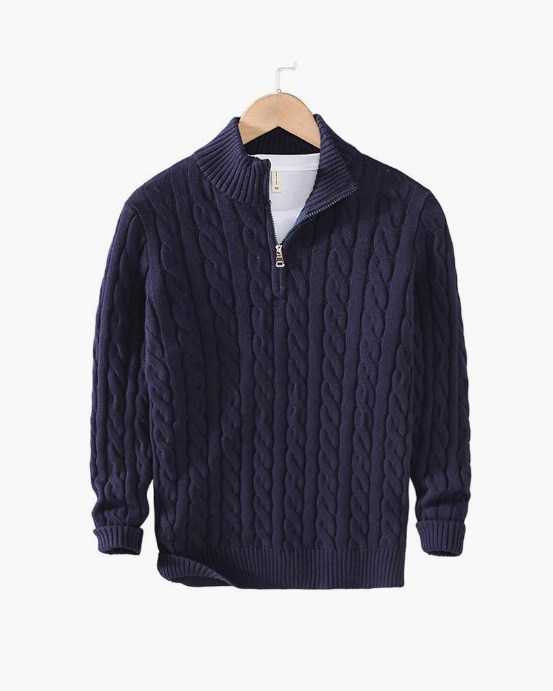 Eltville Zopfstrickpullover mit Reißverschluss