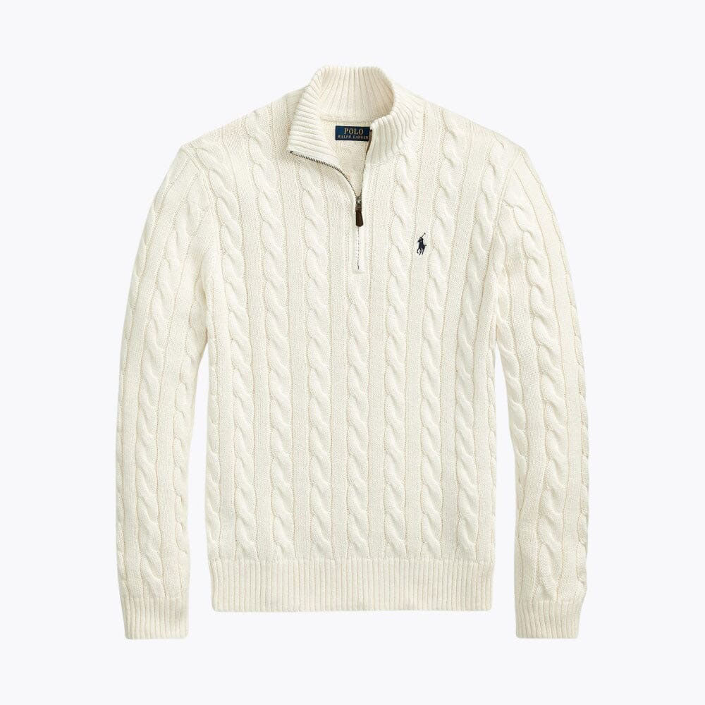 RL Schwerer Strickpullover mit Viertelreißverschluss