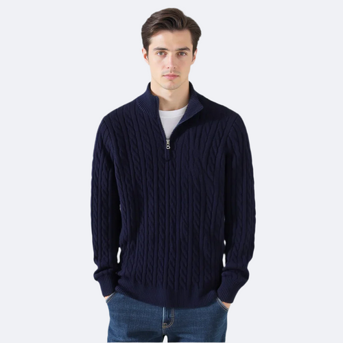 Eltville Zopfstrickpullover mit Reißverschluss