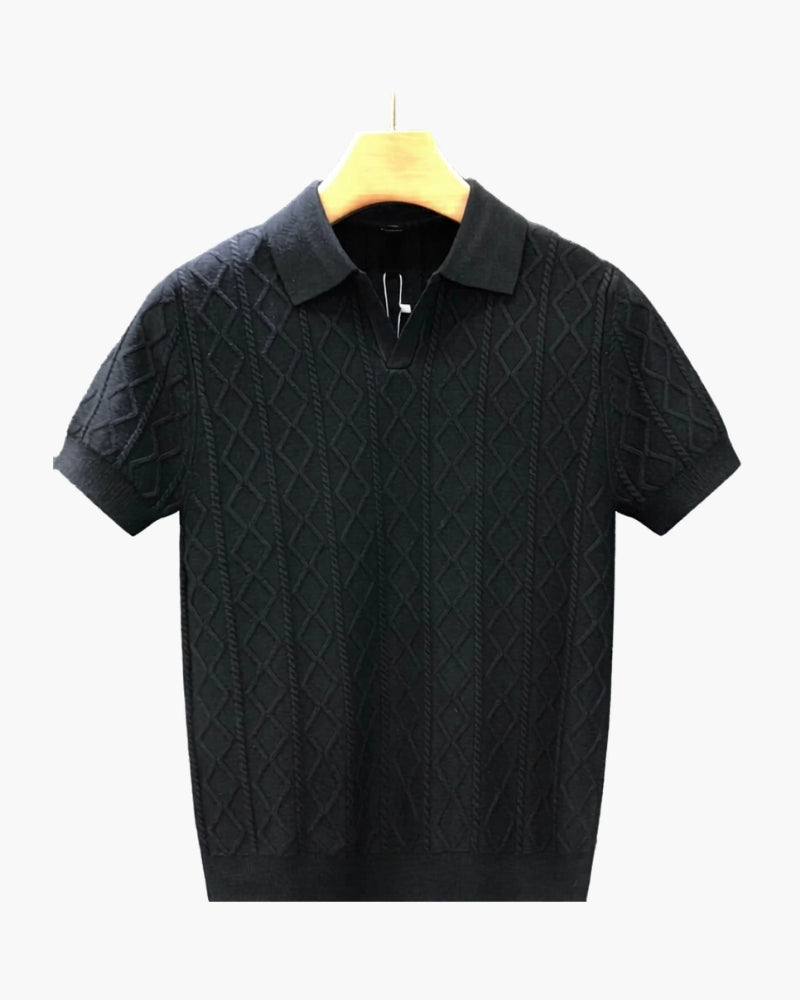 Signature-Strickpoloshirt mit Struktur
