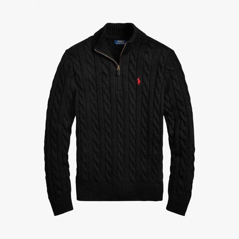 RL Schwerer Strickpullover mit Viertelreißverschluss