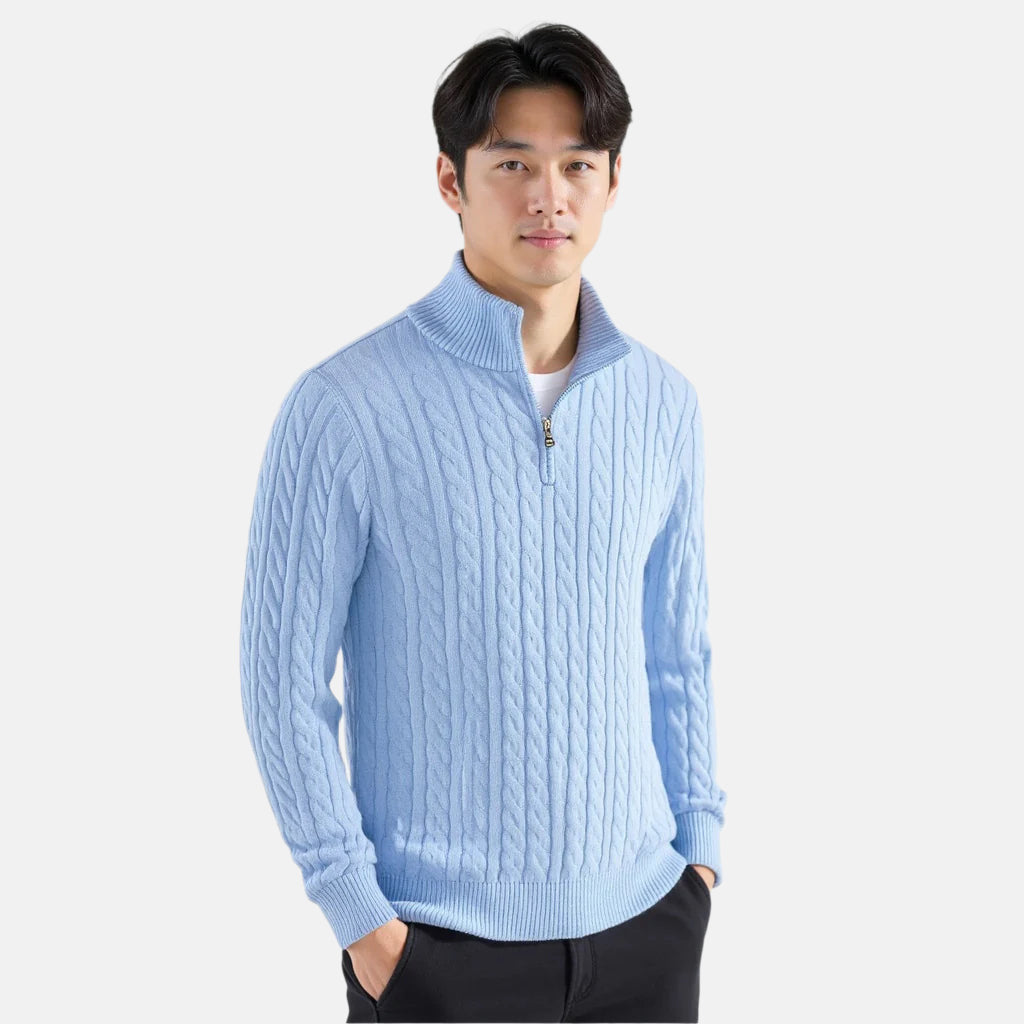 Eltville Zopfstrickpullover mit Reißverschluss