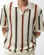 Resort-Strickpoloshirt mit Streifen