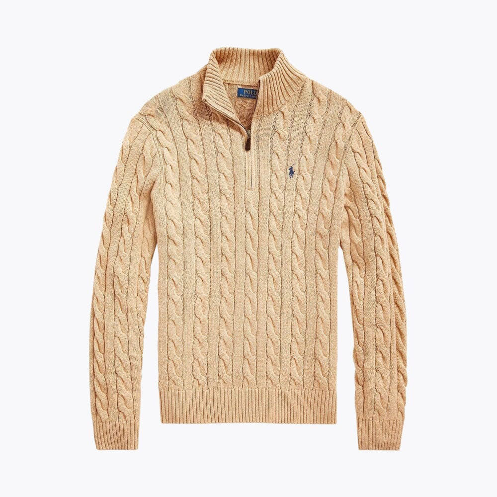 RL Schwerer Strickpullover mit Viertelreißverschluss