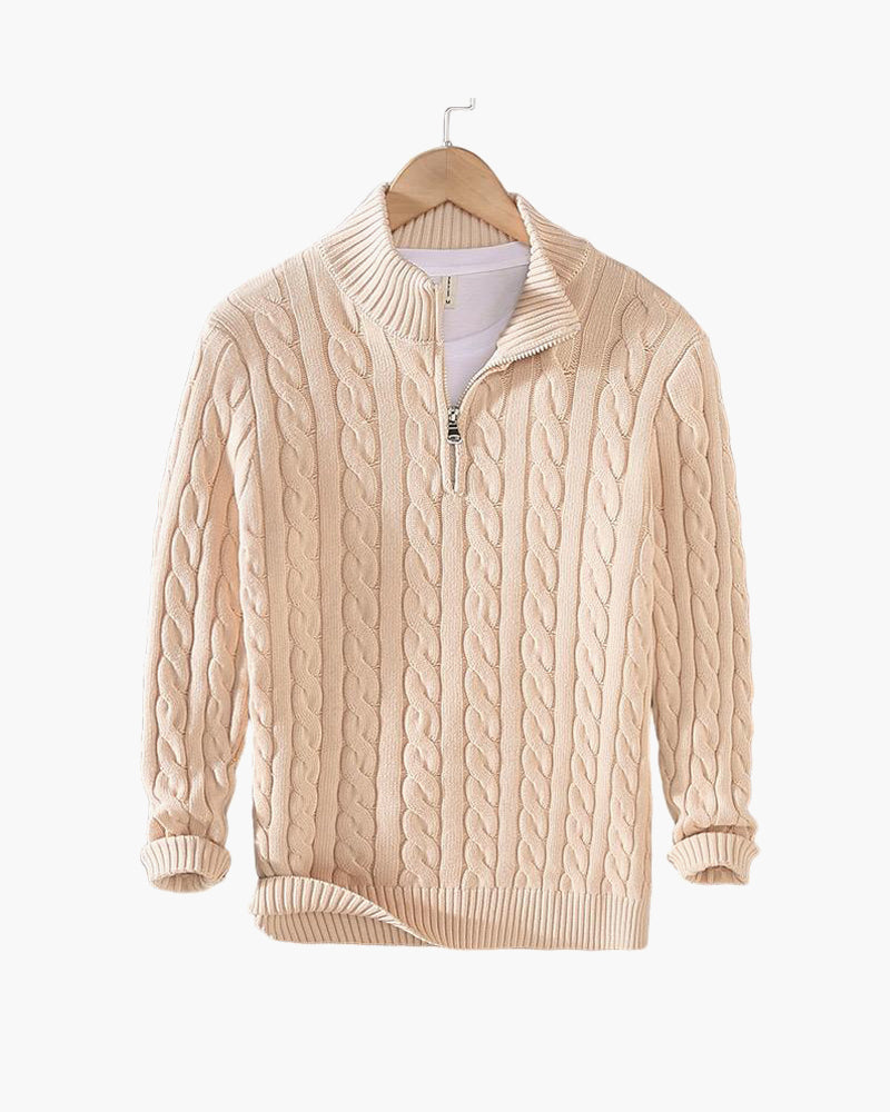 Eltville Zopfstrickpullover mit Reißverschluss