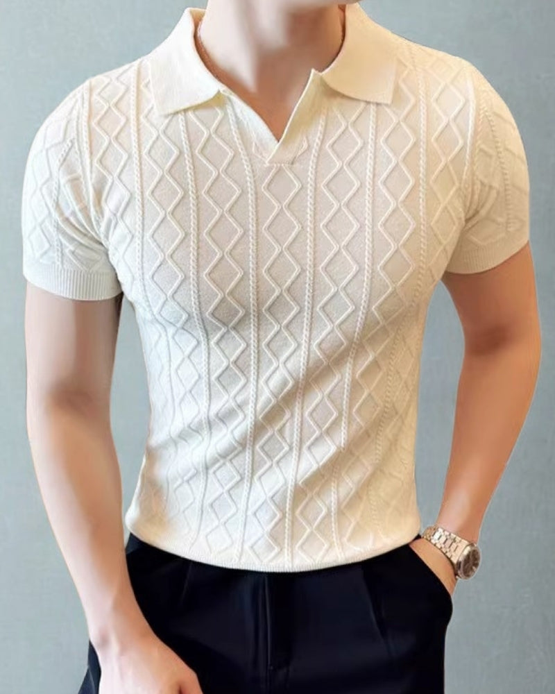 Signature-Strickpoloshirt mit Struktur