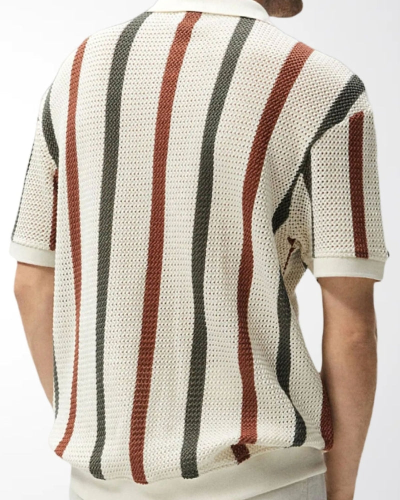 Resort-Strickpoloshirt mit Streifen