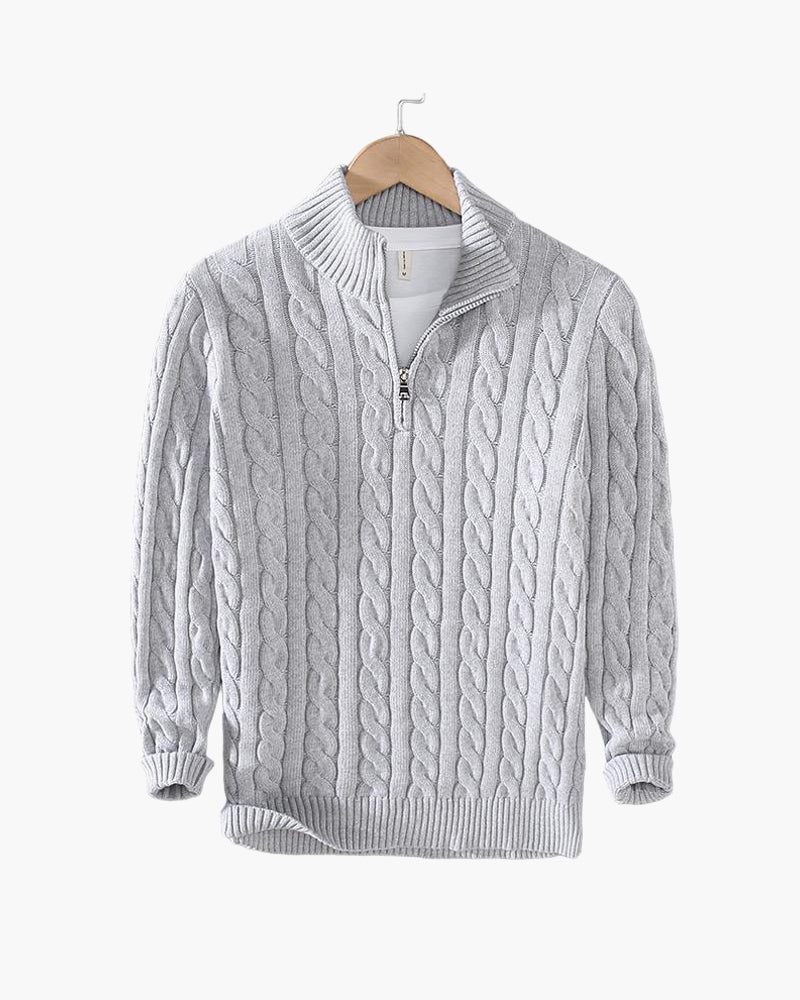 Eltville Zopfstrickpullover mit Reißverschluss