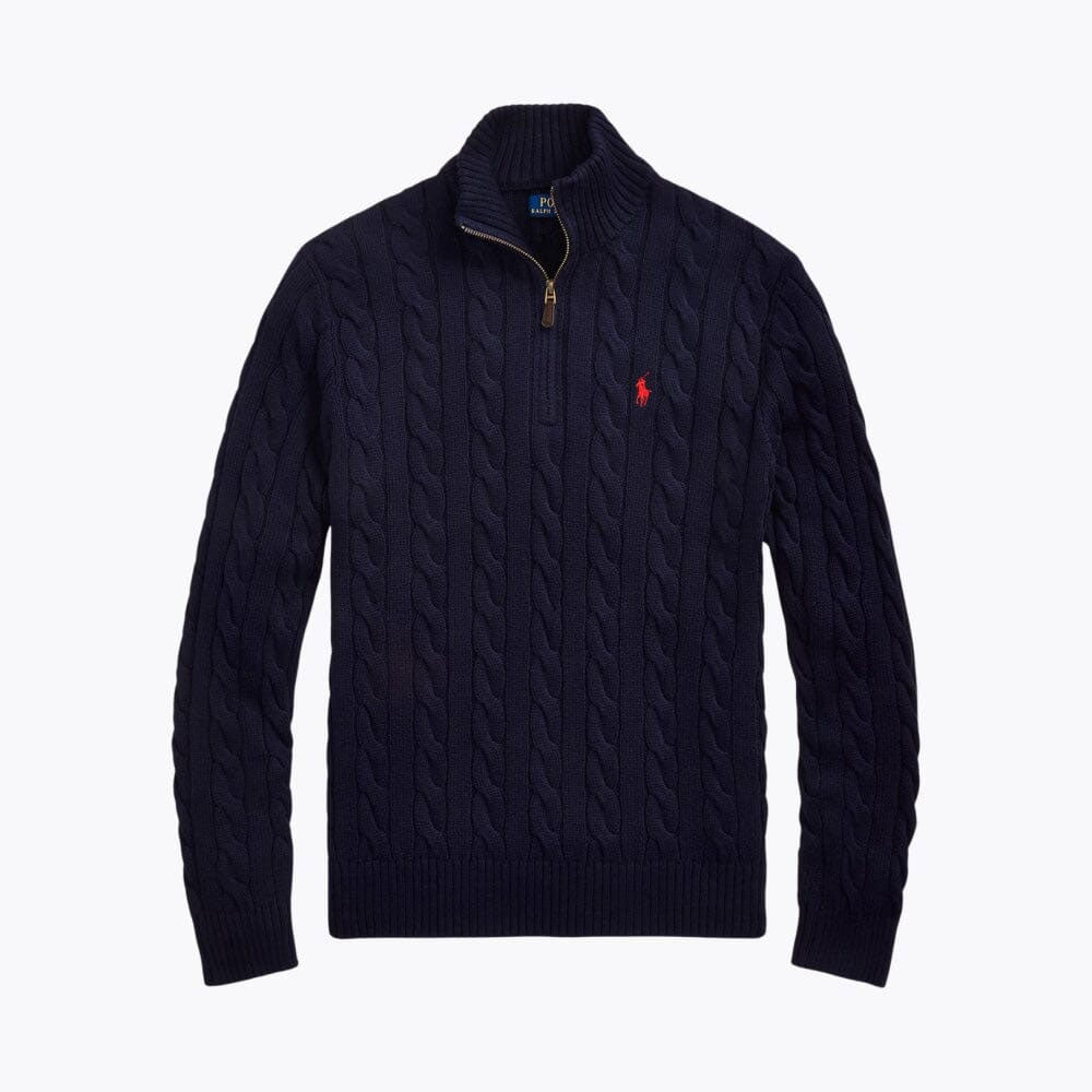 RL Schwerer Strickpullover mit Viertelreißverschluss