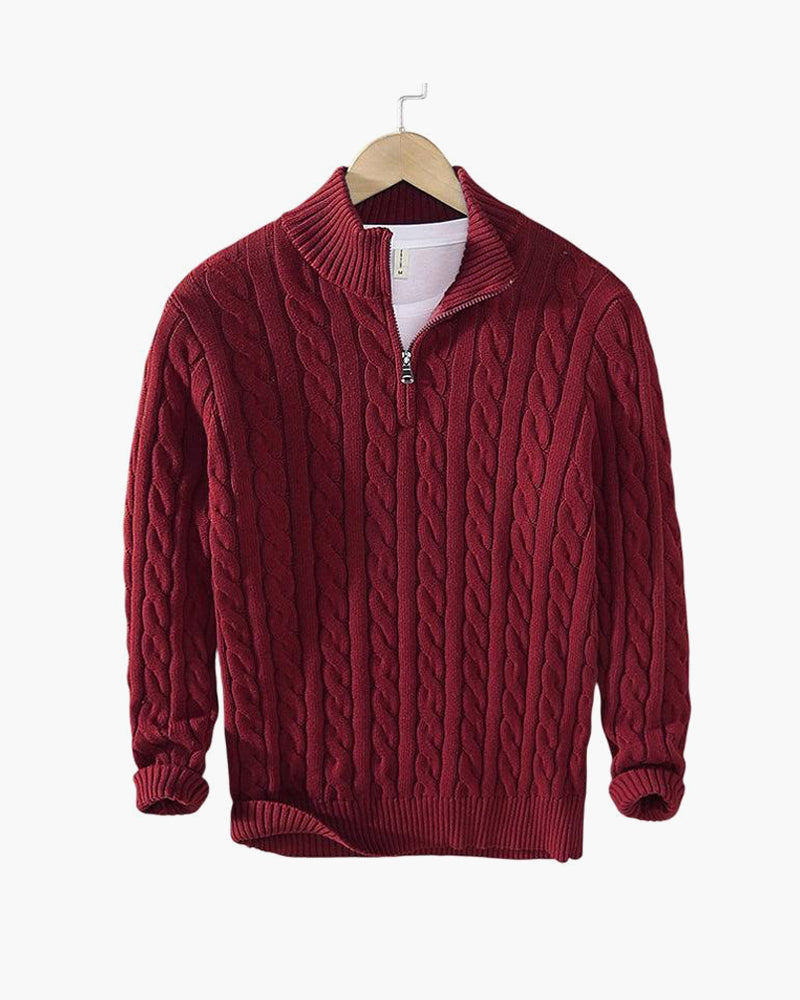 Eltville Zopfstrickpullover mit Reißverschluss
