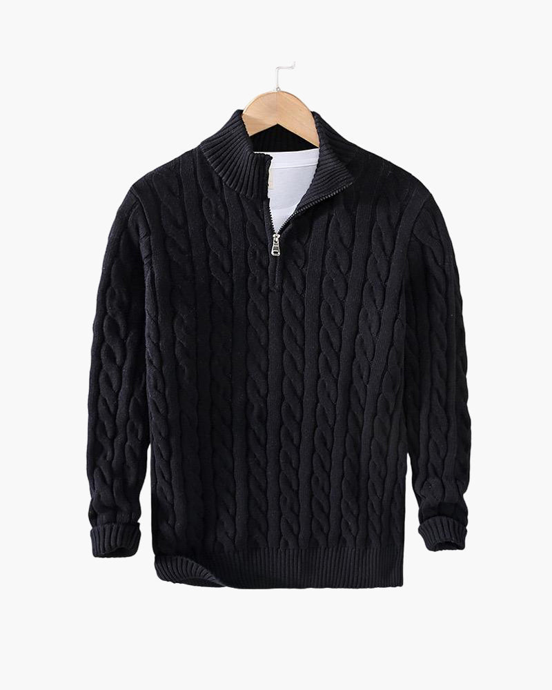 Eltville Zopfstrickpullover mit Reißverschluss
