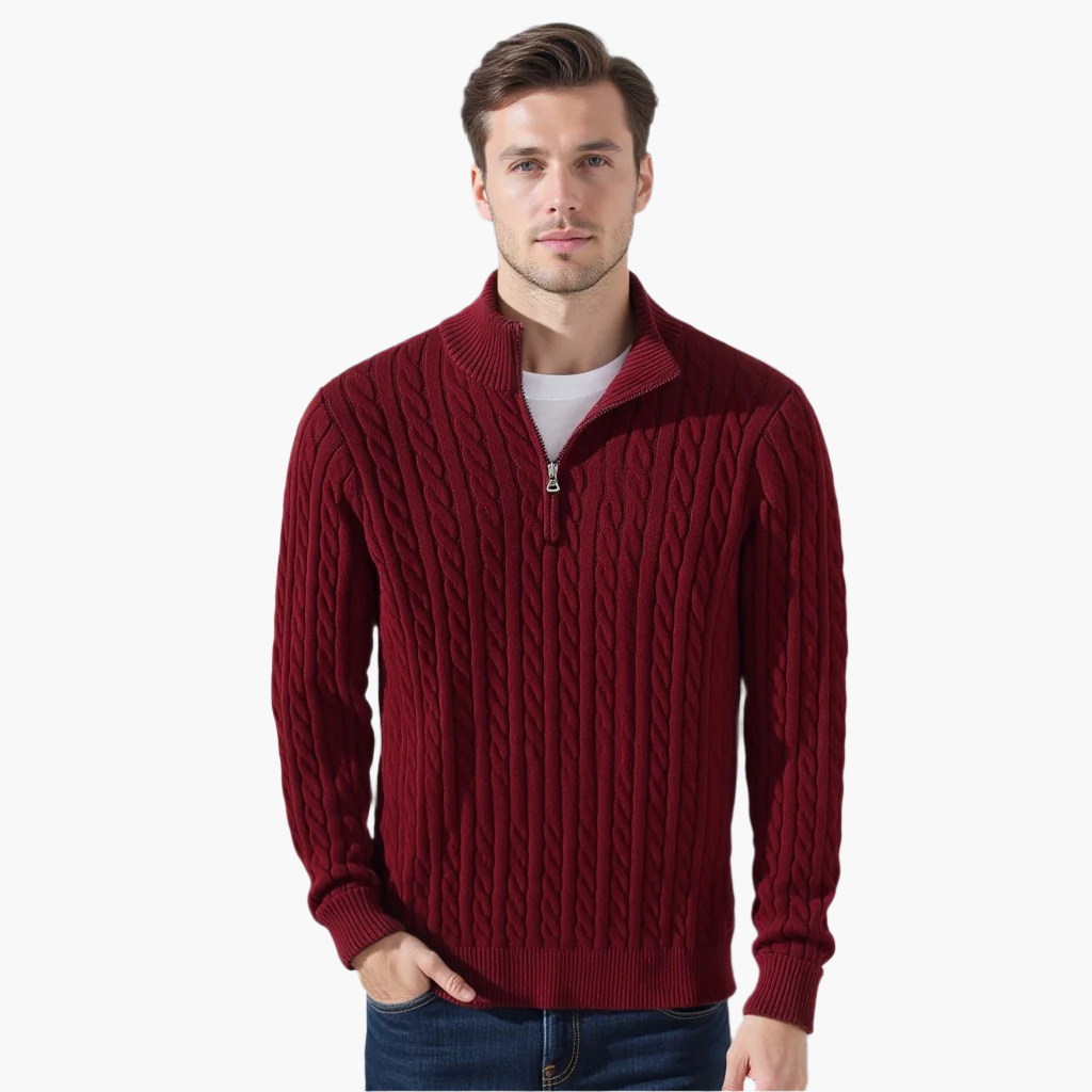 Eltville Zopfstrickpullover mit Reißverschluss