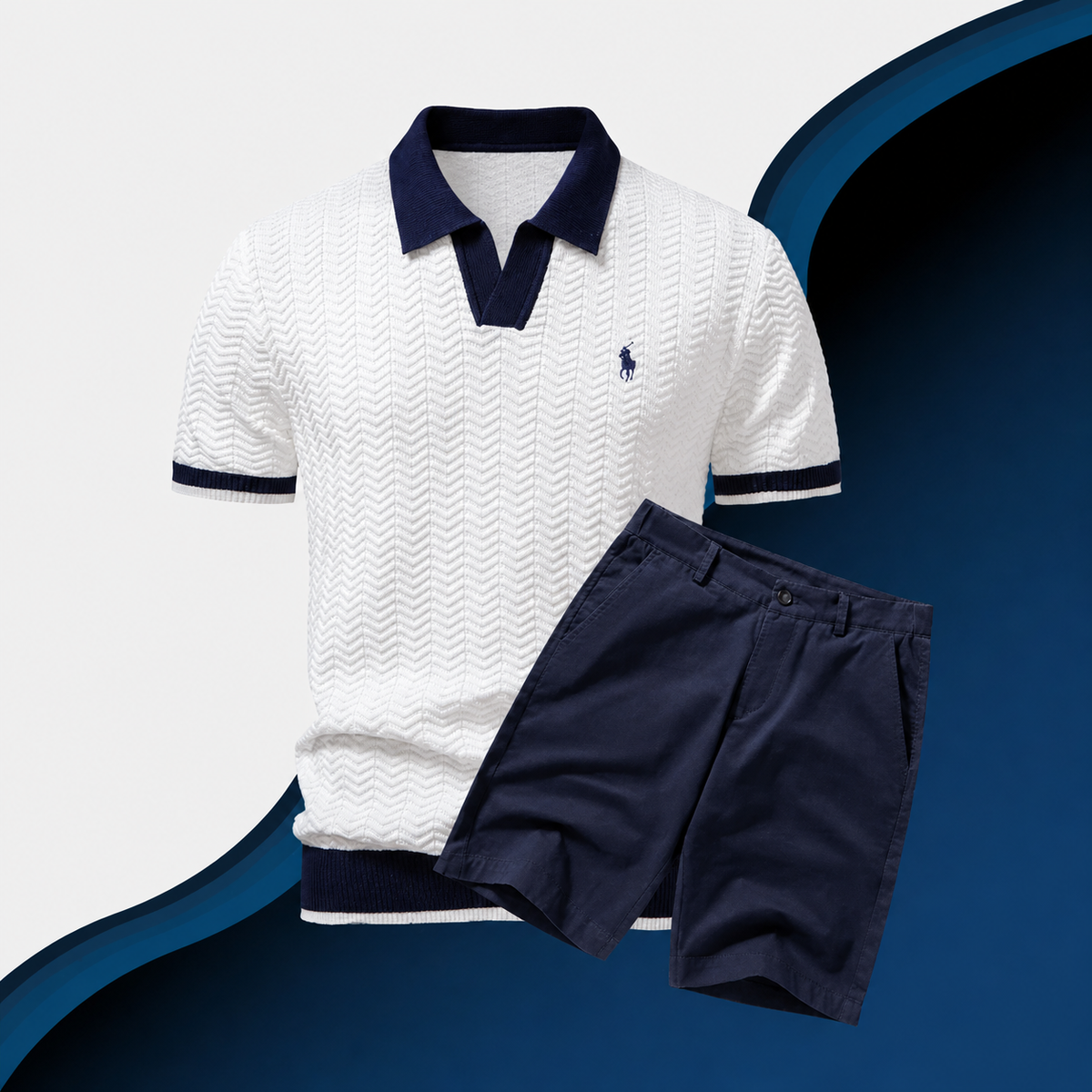 RL Slim-Fit-Set aus Baumwollhemd und Shorts