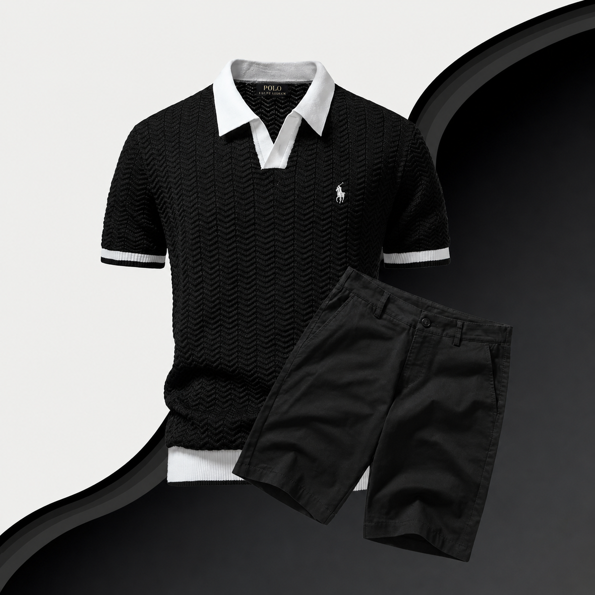 RL Slim-Fit-Set aus Baumwollhemd und Shorts