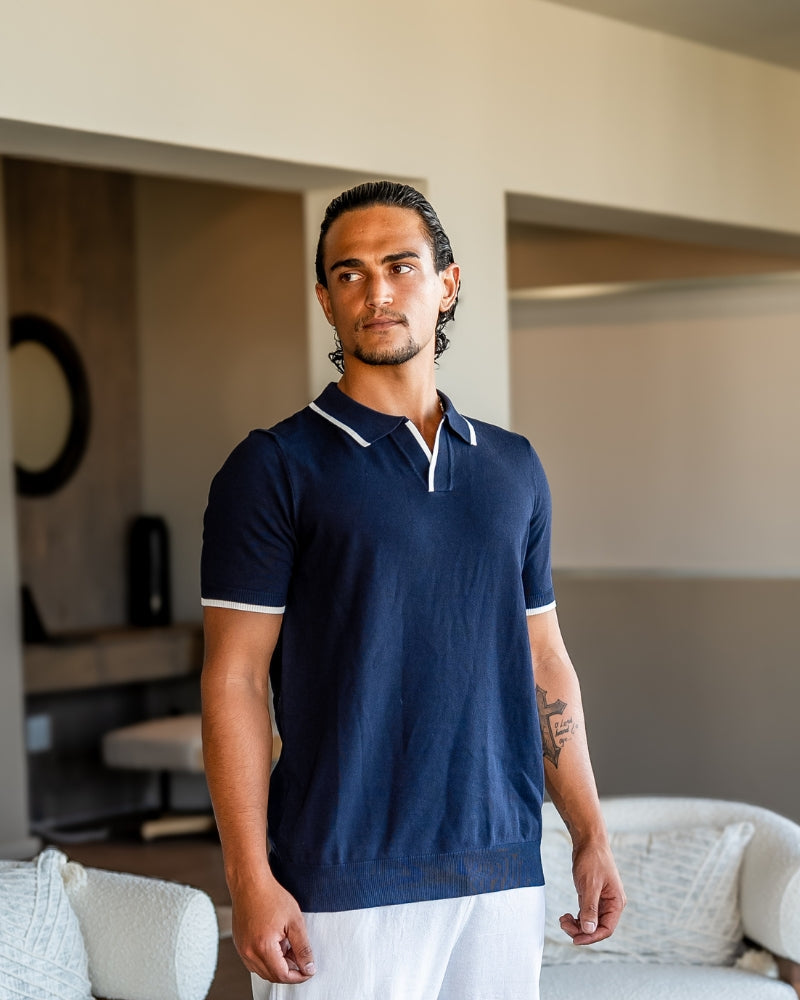 Starnberg Poloshirt mit Kontrastkante
