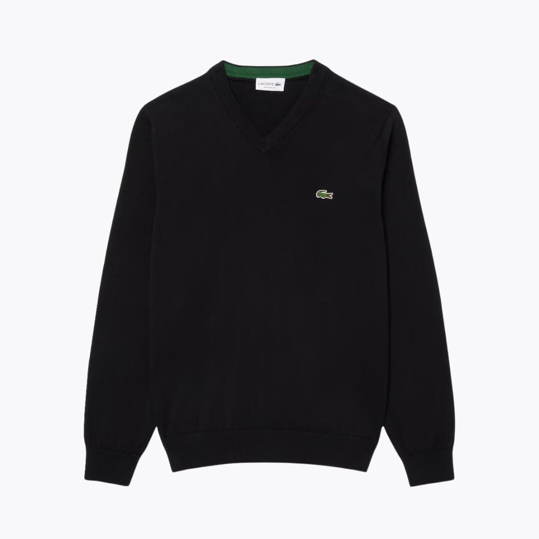 LC Einfarbiger Baumwollpullover mit V-Ausschnitt