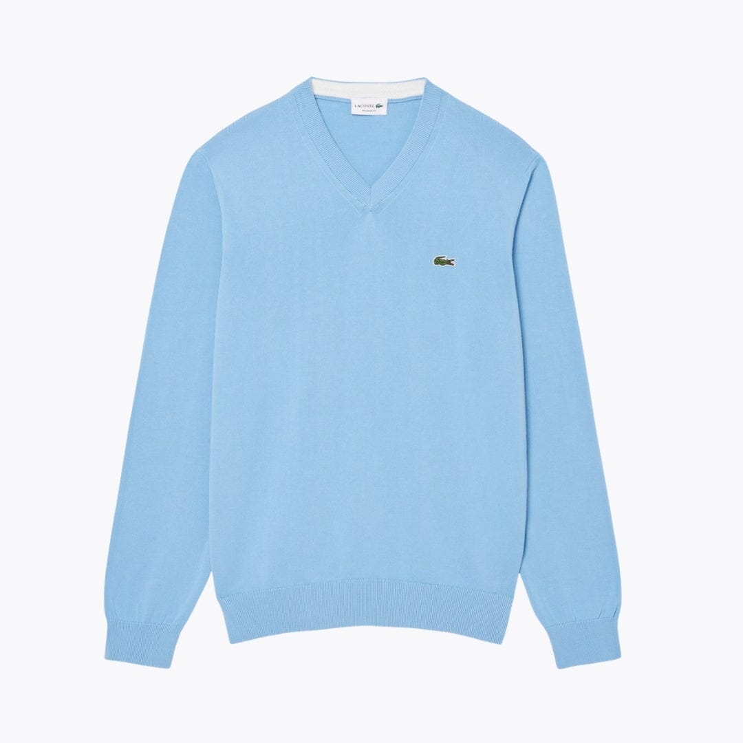 LC Einfarbiger Baumwollpullover mit V-Ausschnitt