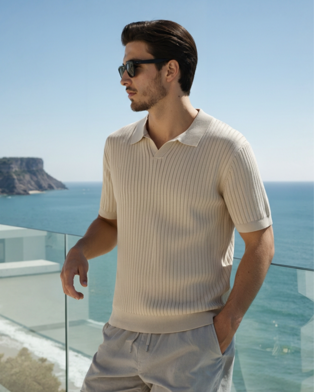 Premium-Poloshirt aus Rippstrick